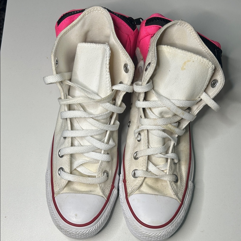 Converse Women's High-Top Sneakers - Cream and Pink with little bags